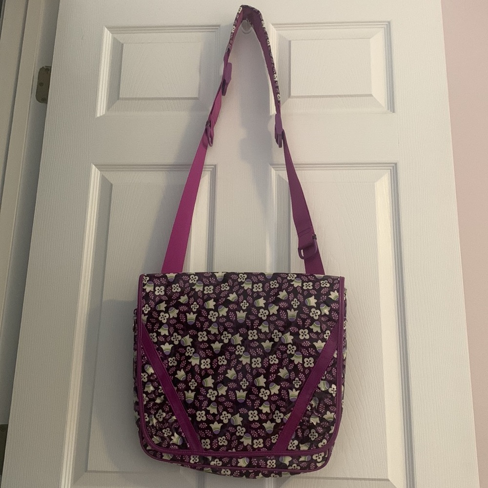 Vera Bradley Frills Plum Petals Messenger Bag - Picture 5 of 10